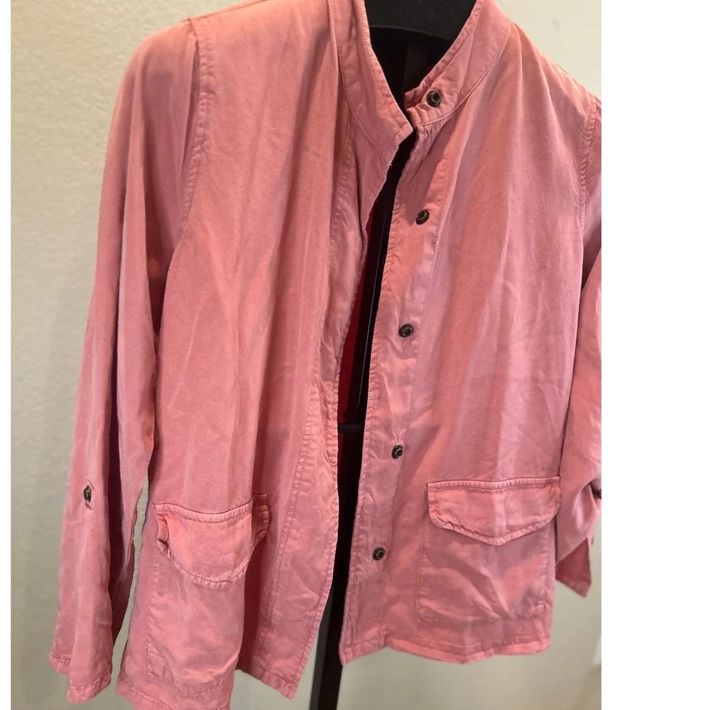 Sanctuary Pink‎ Utility Jacket Mandarin Collar Roll Tab Sleeve Size S
